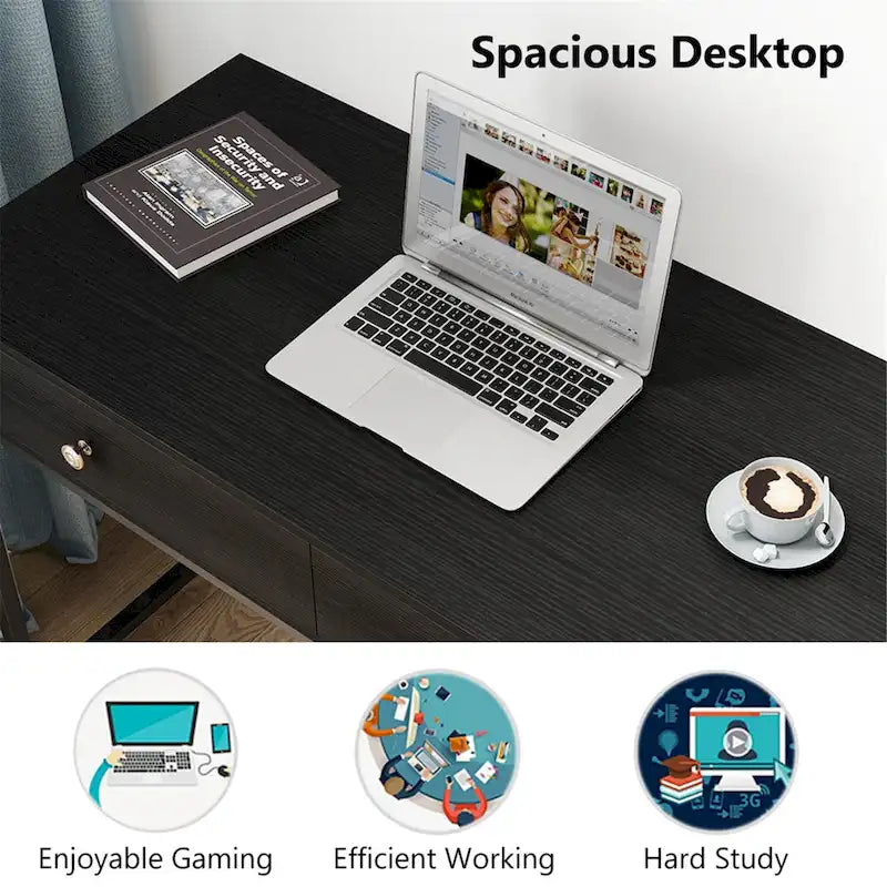 Table de bureau à domicile de 120 cm avec 2 tiroirs de rangement