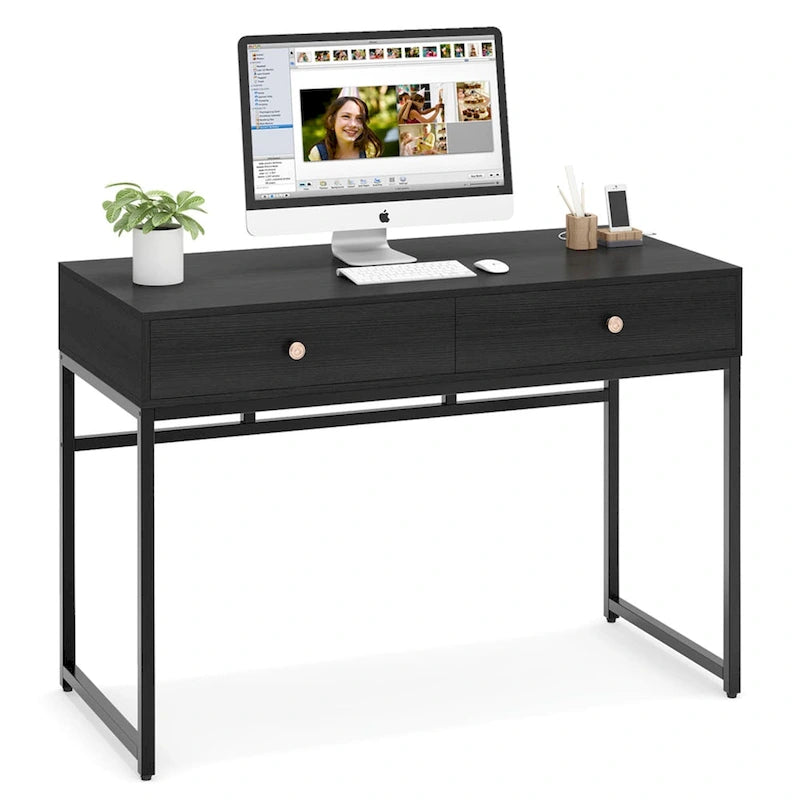 Table de bureau à domicile de 120 cm avec 2 tiroirs de rangement