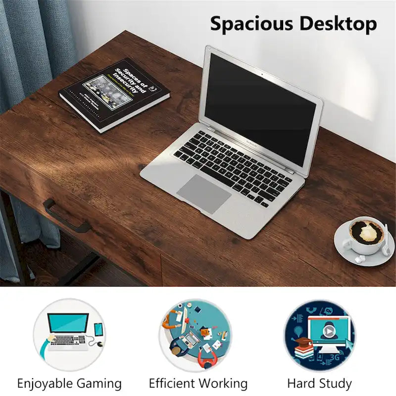 Table de bureau à domicile de 120 cm avec 2 tiroirs de rangement