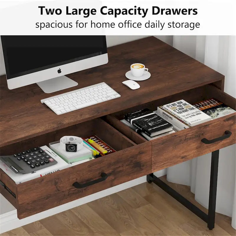 Table de bureau à domicile de 120 cm avec 2 tiroirs de rangement