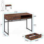 Table de bureau à domicile de 120 cm avec 2 tiroirs de rangement