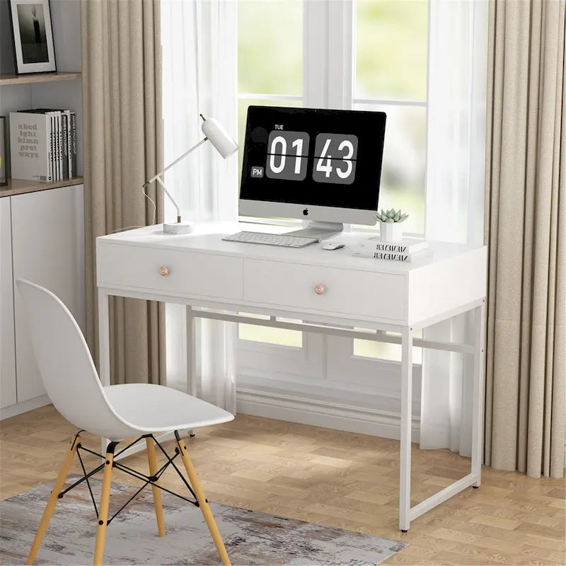 Table de bureau à domicile de 120 cm avec 2 tiroirs de rangement