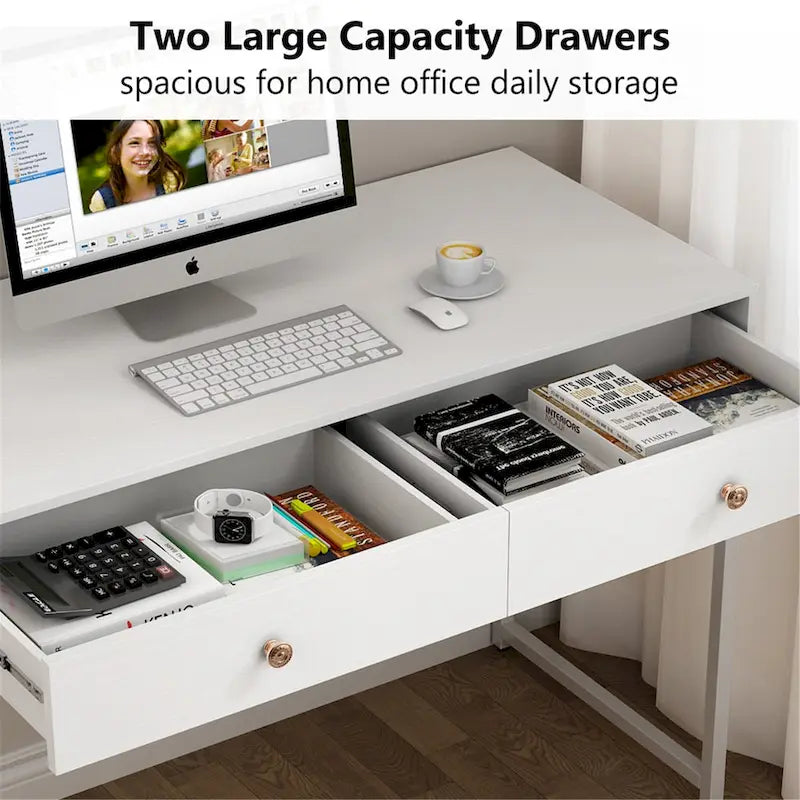 Table de bureau à domicile de 120 cm avec 2 tiroirs de rangement