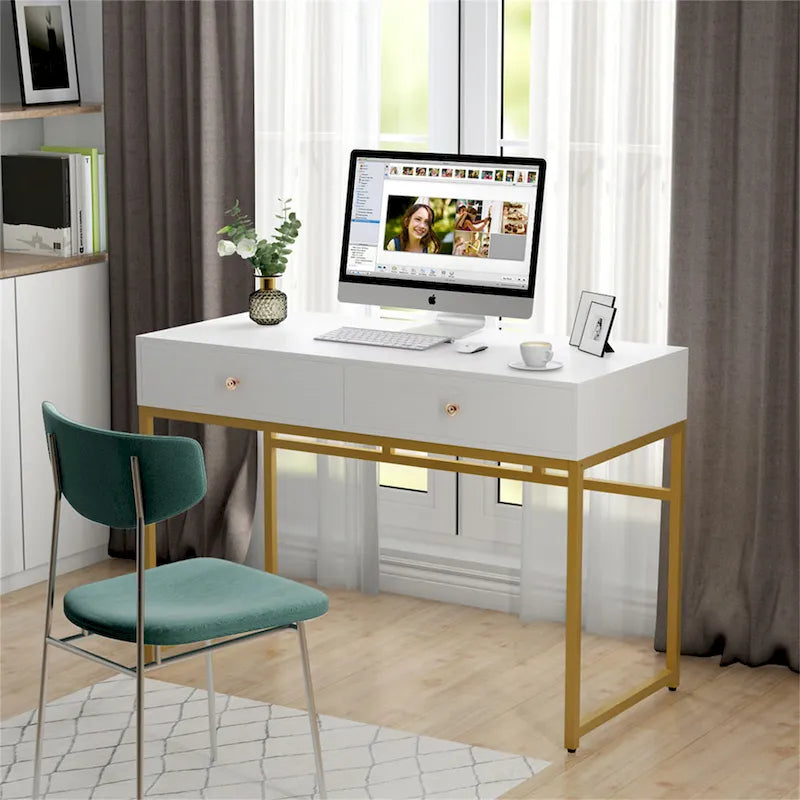 Table de bureau à domicile de 120 cm avec 2 tiroirs de rangement