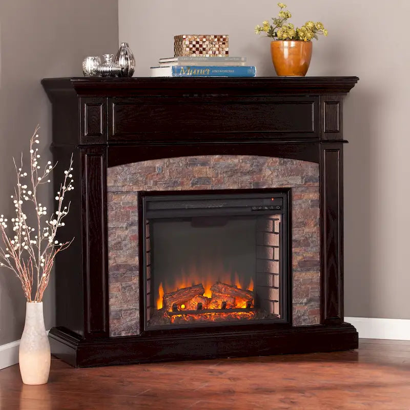 Console de foyer électrique Ebony Electric Media – Bouton ou écran tactile, en coin ou mural