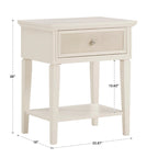 Table de chevet 1 tiroir en lin blanc et beige (unité)