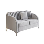 Canapé 3 places touffeté en velours gris argenté