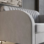 Canapé 3 places touffeté en velours gris argenté