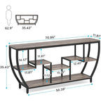 Table Console Industrielle Marron Rustique/Grise/Noir-Brun avec 7 Étagères, Montage par 1 Personne