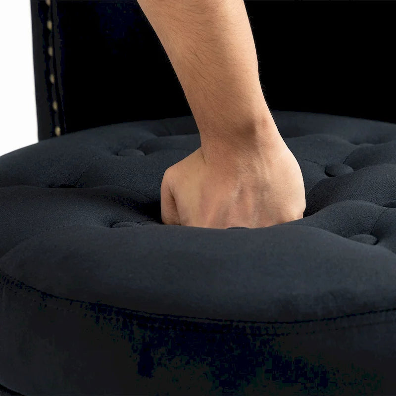 Fauteuil d'appoint dossier haut en velours bleu / blanc / noir / gris avec rangement, lot de 2, sans accoudoirs