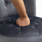 Fauteuil d'appoint dossier haut en velours bleu / blanc / noir / gris avec rangement, lot de 2, sans accoudoirs