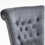 Fauteuil d'appoint dossier haut en velours bleu / blanc / noir / gris avec rangement, lot de 2, sans accoudoirs