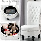 Fauteuil d'appoint dossier haut en velours bleu / blanc / noir / gris avec rangement, lot de 2, sans accoudoirs