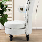 Fauteuil d'appoint dossier haut en velours bleu / blanc / noir / gris avec rangement, lot de 2, sans accoudoirs