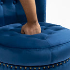 Fauteuil d'appoint dossier haut en velours bleu / blanc / noir / gris avec rangement, lot de 2, sans accoudoirs