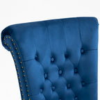 Fauteuil d'appoint dossier haut en velours bleu / blanc / noir / gris avec rangement, lot de 2, sans accoudoirs