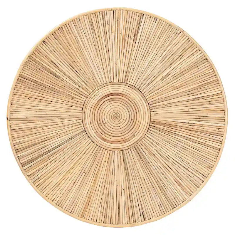 Table basse ronde en rotin, Miel clair, Plateau en osier, Utilisation 1 personne