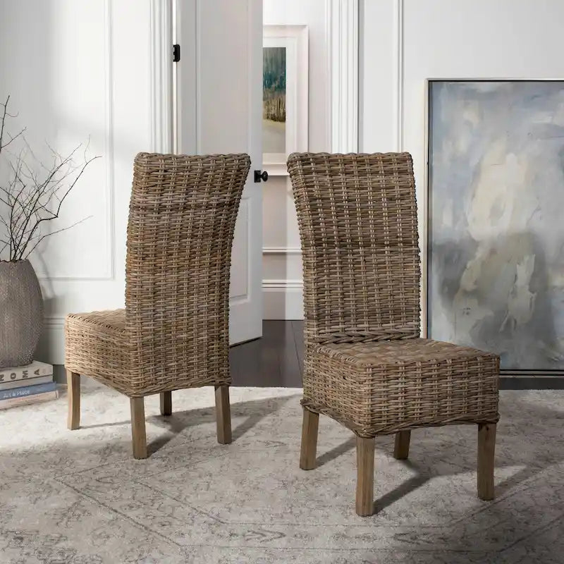 Chaise de salle à manger en rotin naturel, lot de 2