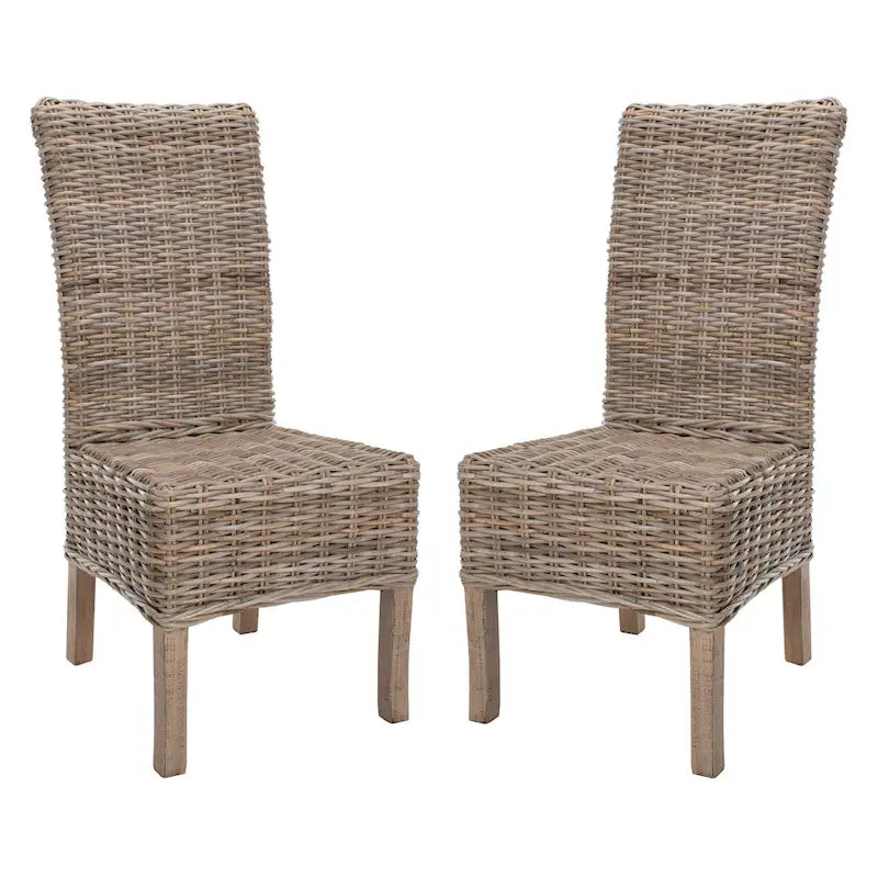 Chaise de salle à manger en rotin naturel, lot de 2