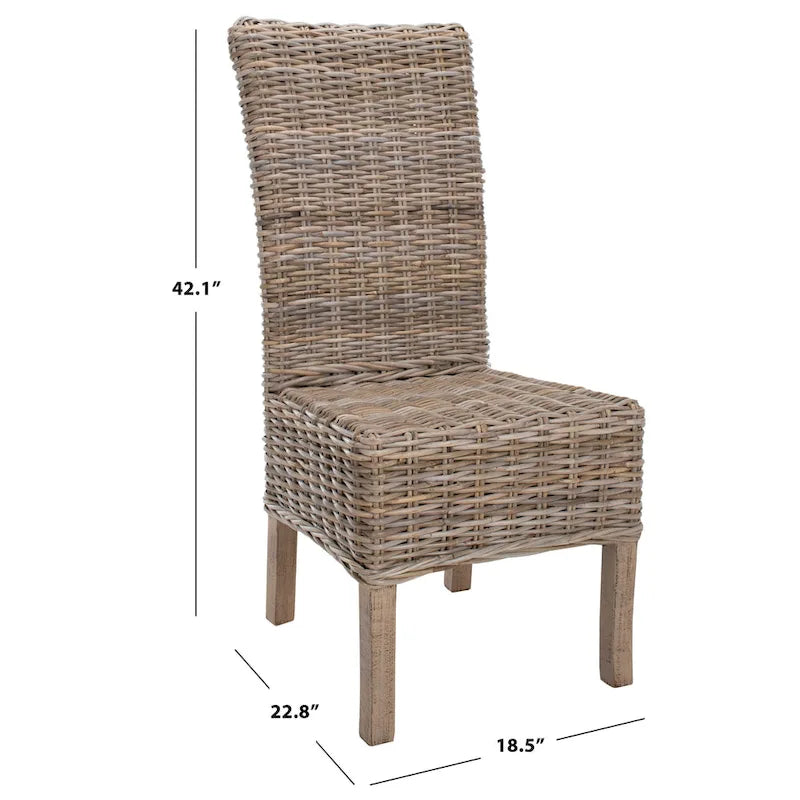Chaise de salle à manger en rotin naturel, lot de 2