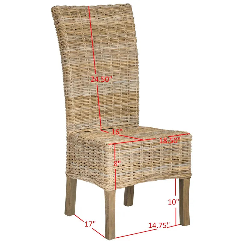 Chaise de salle à manger en rotin naturel, lot de 2