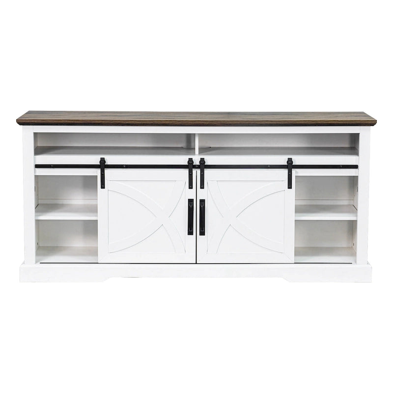 Meuble TV cheminée avec porte coulissante de 173 cm, foyer électrique de 58 cm, brun foncé/gris/blanc, simple