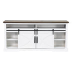 Meuble TV cheminée avec porte coulissante de 173 cm, foyer électrique de 58 cm, brun foncé/gris/blanc, simple