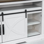 Meuble TV cheminée avec porte coulissante de 173 cm, foyer électrique de 58 cm, brun foncé/gris/blanc, simple