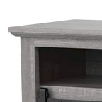 Meuble TV cheminée avec porte coulissante de 173 cm, foyer électrique de 58 cm, brun foncé/gris/blanc, simple