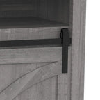 Meuble TV cheminée avec porte coulissante de 173 cm, foyer électrique de 58 cm, brun foncé/gris/blanc, simple