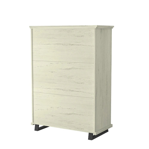 Ensemble de chambre rustique 2 pièces beige/blanc antique – 1 commode et 1 chiffonnier, pour 1-2 utilisateurs