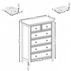 Commode à 6 tiroirs, Noir/Blanc, Meuble de rangement individuel