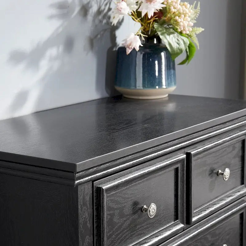 Commode à 6 tiroirs, Noir/Blanc, Meuble de rangement individuel