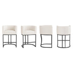 LUE BONA Tabouret de bar moderne 66 cm avec dossier bas, hauteur de comptoir, ensemble de 4 tabourets de bar en forme de tonneau avec structure en métal