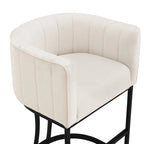 LUE BONA Tabouret de bar moderne 66 cm avec dossier bas, hauteur de comptoir, ensemble de 4 tabourets de bar en forme de tonneau avec structure en métal