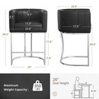LUE BONA Tabouret de bar moderne 66 cm avec dossier bas, hauteur de comptoir, ensemble de 4 tabourets de bar en forme de tonneau avec structure en métal