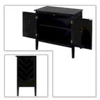 Armoire de rangement autoportante en bois gris/noir à 2 portes avec poignées en laiton
