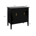 Armoire de rangement autoportante en bois gris/noir à 2 portes avec poignées en laiton