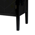 Armoire de rangement autoportante en bois gris/noir à 2 portes avec poignées en laiton