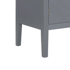 Armoire de rangement autoportante en bois gris/noir à 2 portes avec poignées en laiton