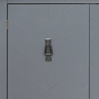 Armoire de rangement autoportante en bois gris/noir à 2 portes avec poignées en laiton