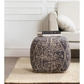 Pouf carré repose-pieds / siège d'appoint bleu et ivoire, 1 personne, grand