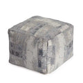 Pouf ottoman carré gris et ivoire, tissé jacquard, grand, 1 personne