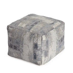 Pouf ottoman carré gris et ivoire, tissé jacquard, grand, 1 personne