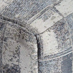 Pouf ottoman carré gris et ivoire, tissé jacquard, grand, 1 personne