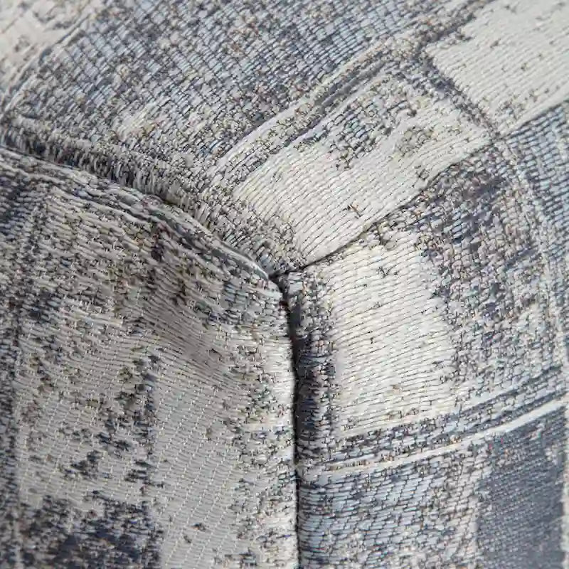 Pouf ottoman carré gris et ivoire, tissé jacquard, grand, 1 personne