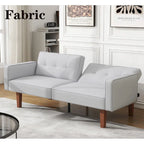 Canapé-lit futon convertible 2 places – Tissu et similicuir, causeuse inclinable 3 positions