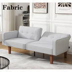 Canapé-lit futon convertible 2 places – Tissu et similicuir, causeuse inclinable 3 positions
