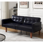 Canapé-lit futon convertible 2 places – Tissu et similicuir, causeuse inclinable 3 positions