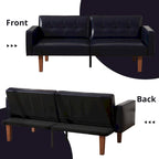 Canapé-lit futon convertible 2 places – Tissu et similicuir, causeuse inclinable 3 positions